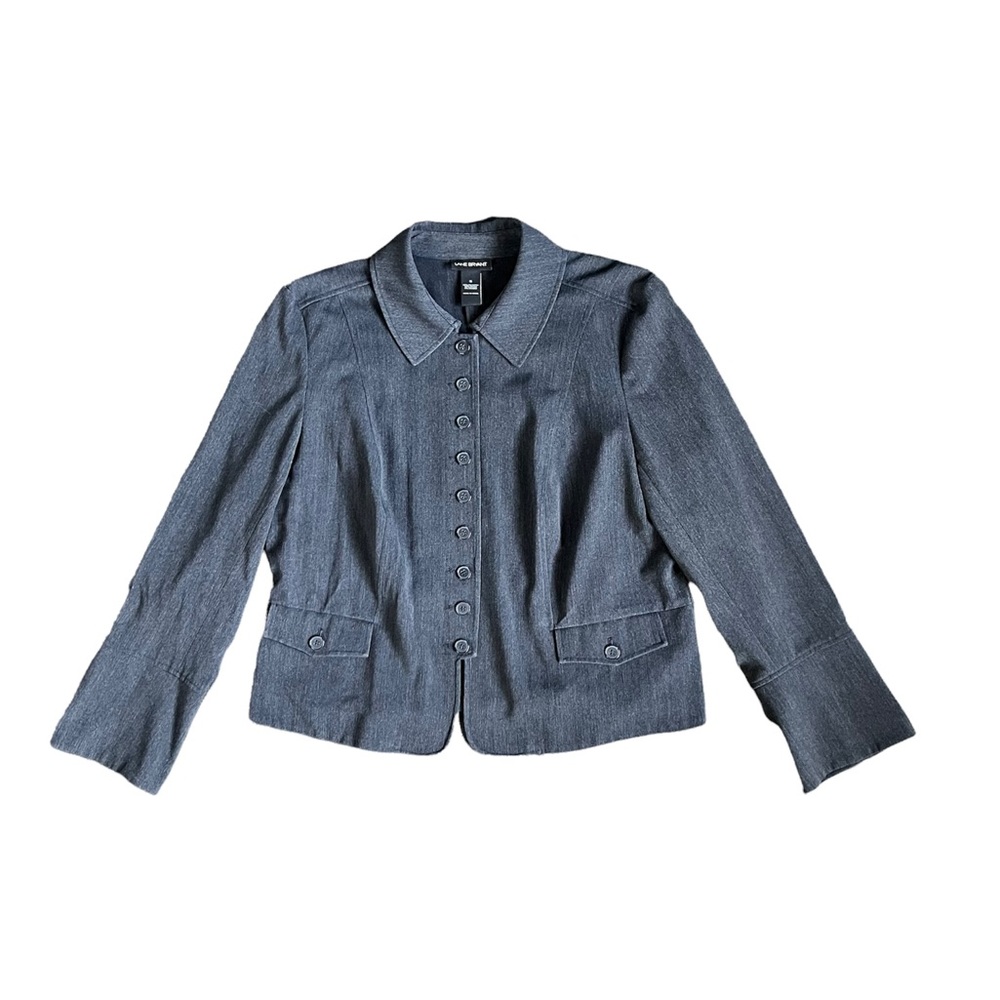 Lane Bryant Button Up Charcoal Grey Career Business Casual Blazer Jacket EUC 18